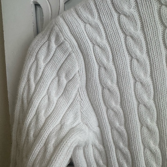 Ralph Lauren Signature Crew Neck Cotton Cable Knit Sweater White XS - Picture 10 of 13